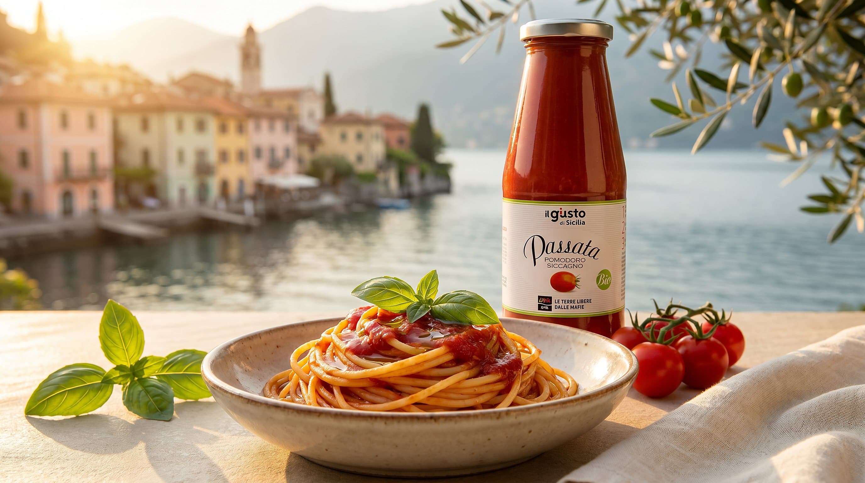 Spaghetti al pomodoro à la passata Siccagno et huile d'olive Madre Terra